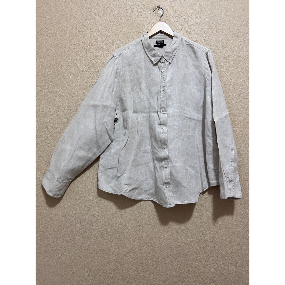 J.Crew 22 Baird McNutt Irish Linen Slim Button Down Shirt Oatmeal Beige Coastal